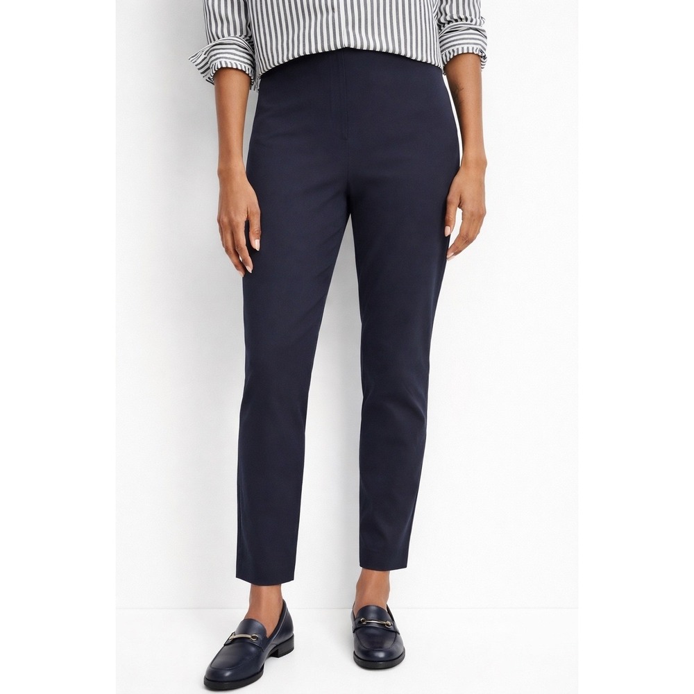 Everlane The City Ankle Pants Navy Blue Side Zip Cotton Blend Women's Size 14